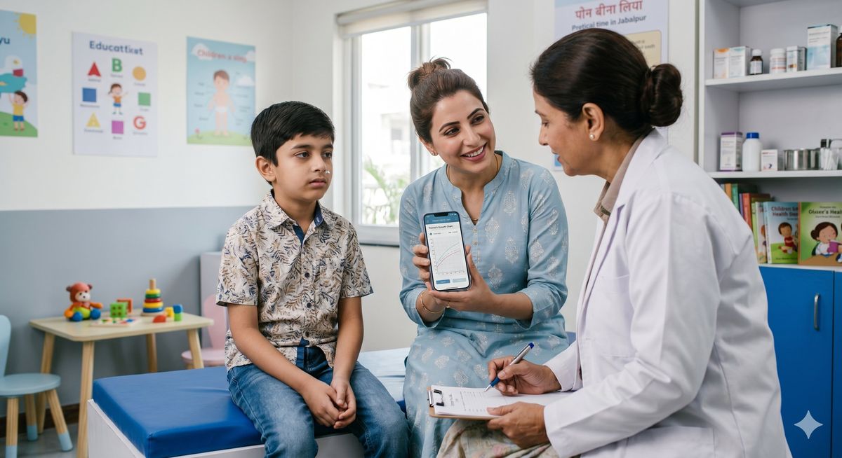 Aarav with the new pediatrician